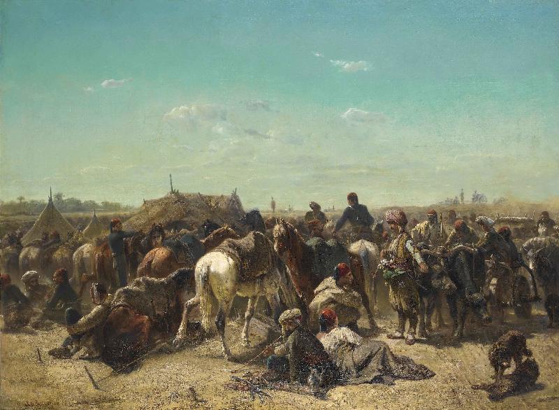 Adolf Schreyer An Ottoman encampment Norge oil painting art